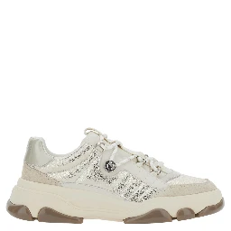 ATHENA white Sneaker with laminated details in leather for women