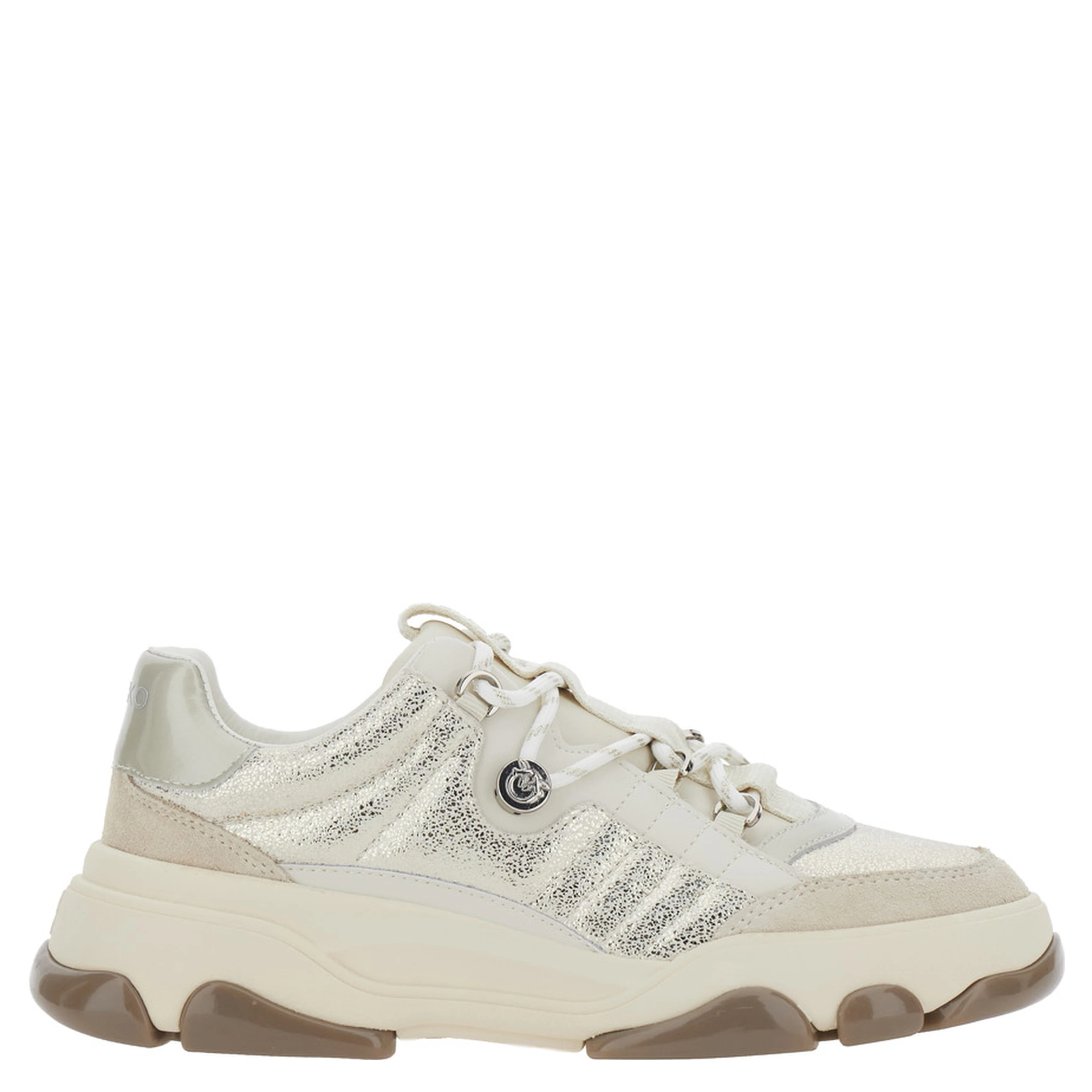 ATHENA white Sneaker with laminated details in leather for women