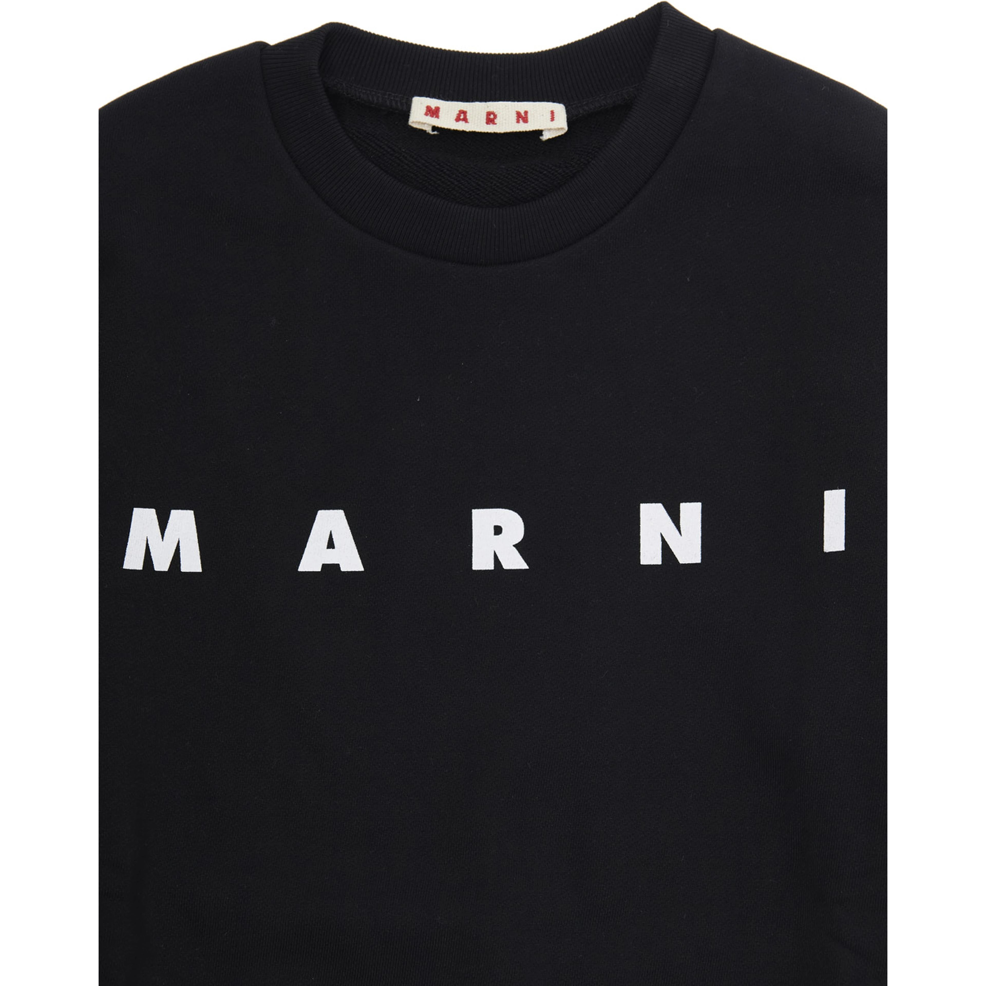 Black Crewneck Sweatshirt with Logo Lettering in Cotton Boy