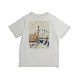 White T-shirt with print on the front and back in Cotton Boy