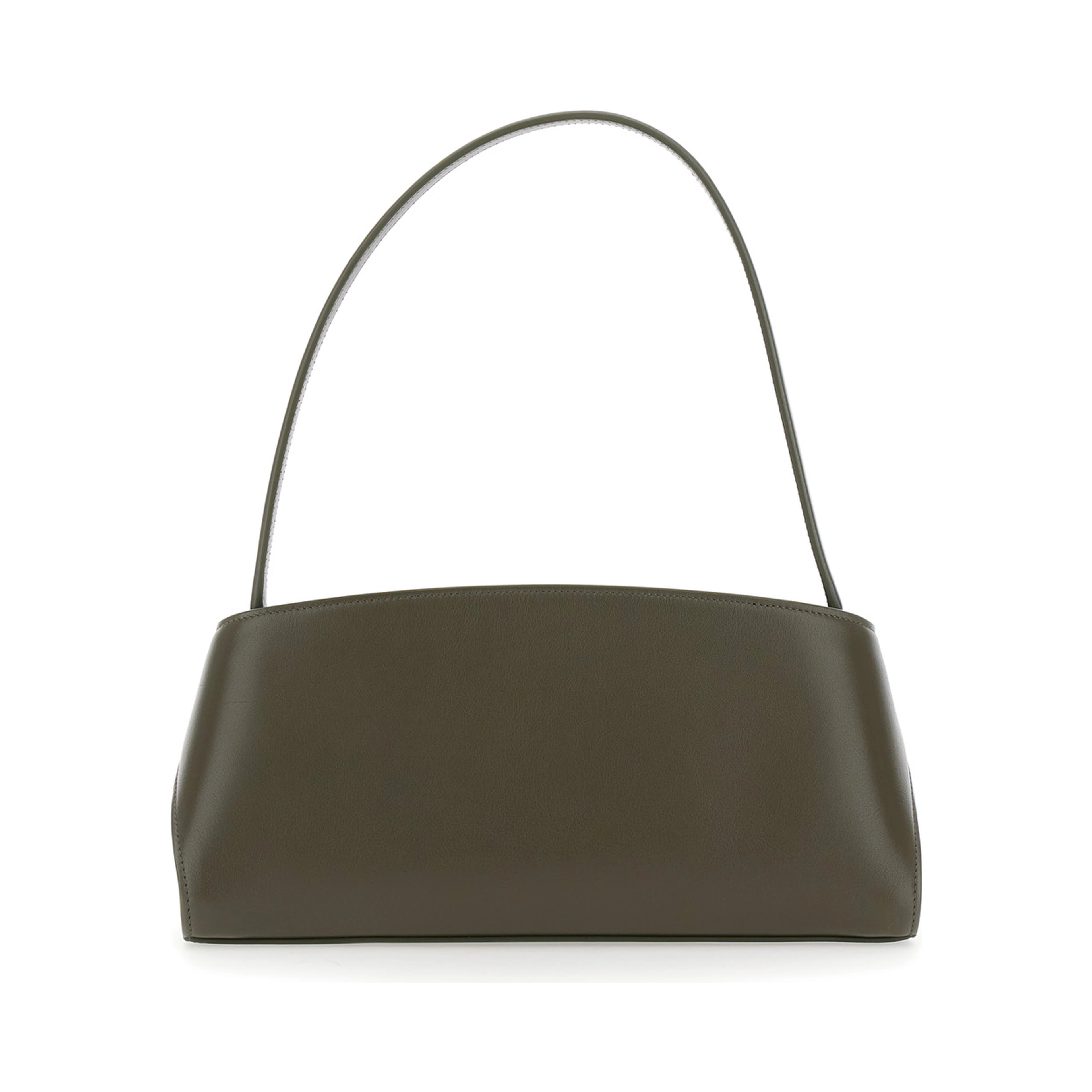 Hug East West Green Shoulder bag with shoulder strap and buckled belts on the front in leather for women