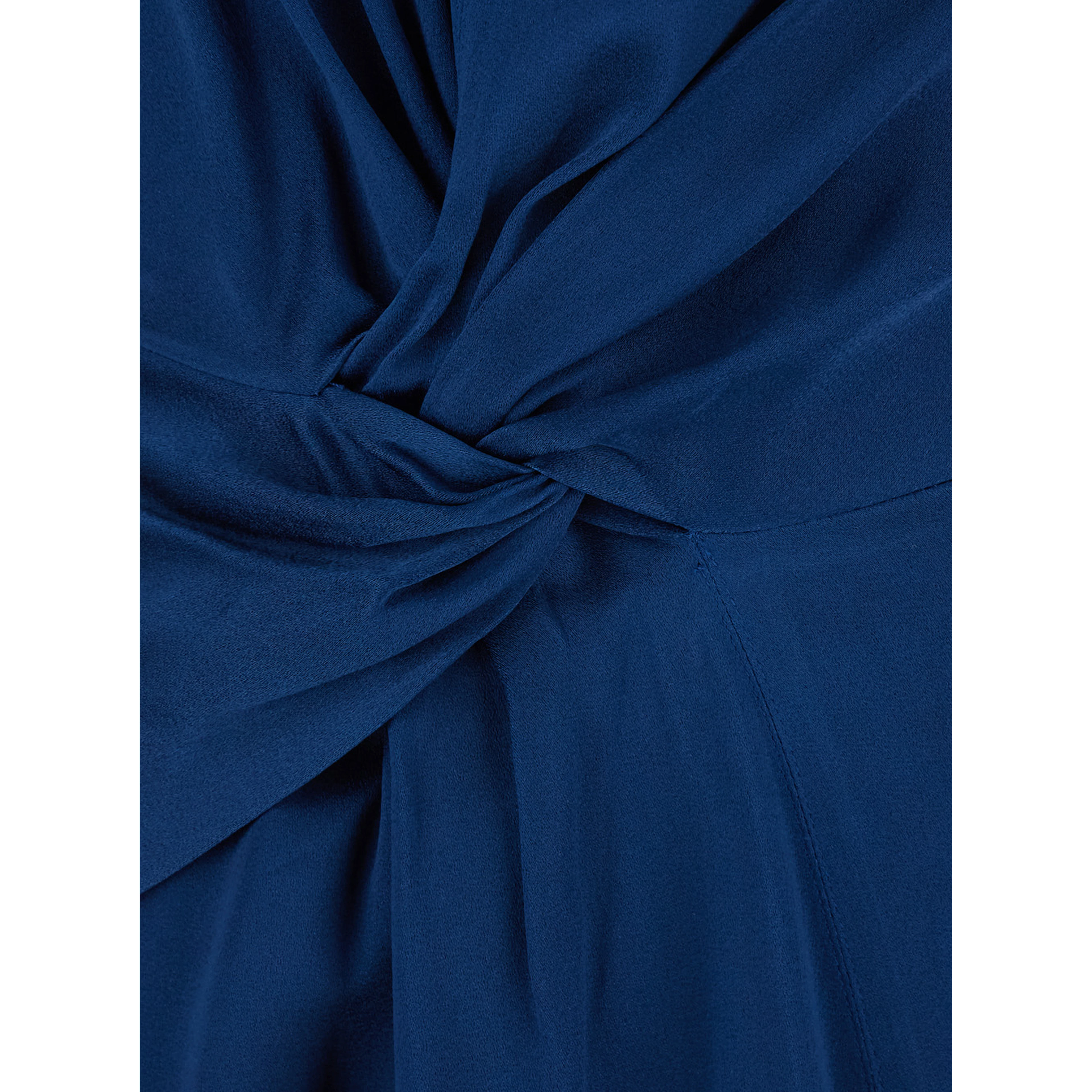 Aria Blue Long Dress with Round Neck and Ruffles on the Front in Viscose Blend for Women