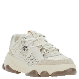 ATHENA white Sneaker with laminated details in leather for women