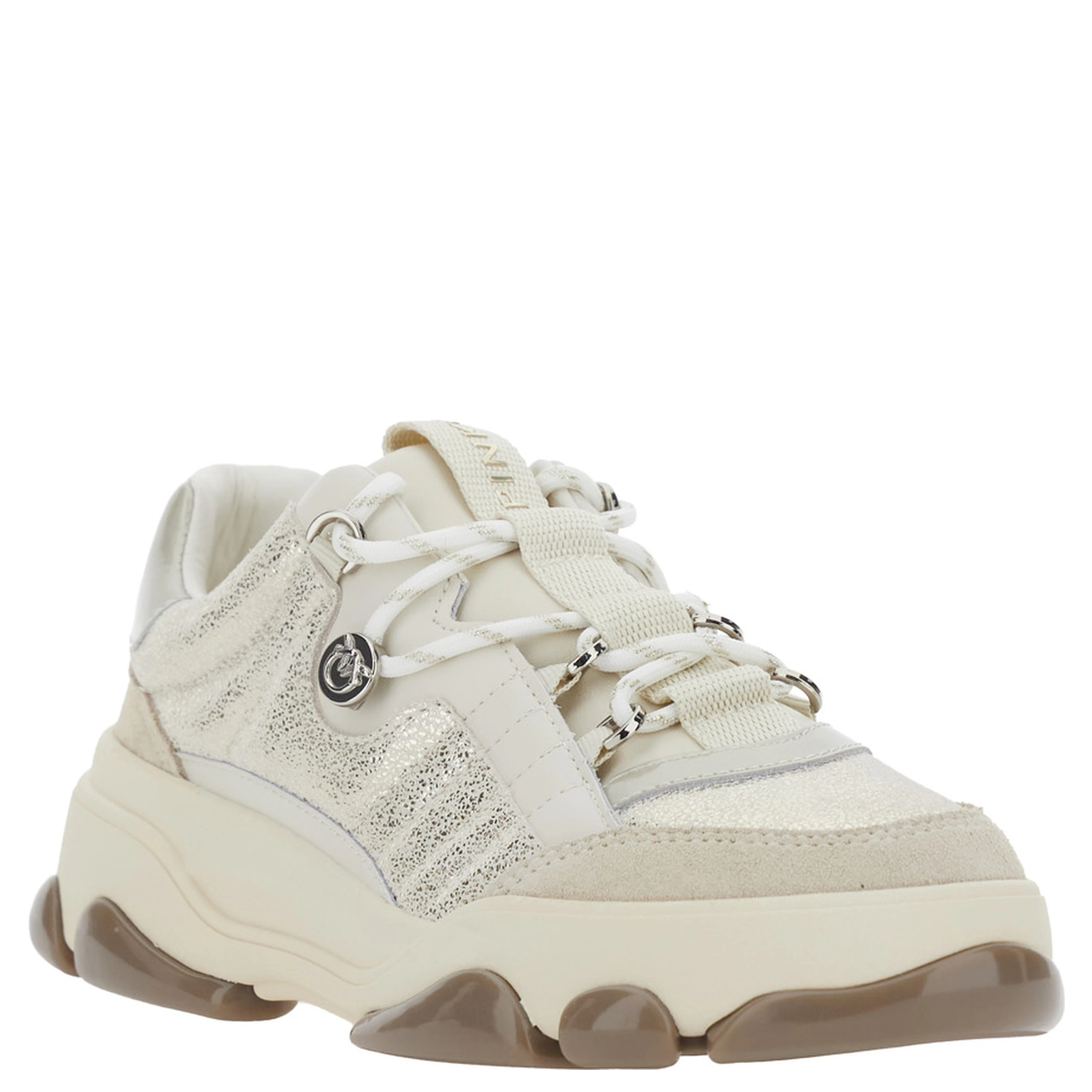 ATHENA white Sneaker with laminated details in leather for women