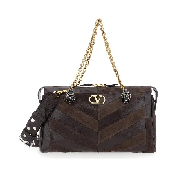 Panthea Medium brown Shoulder bag with VLogo plaque on the front in leather for women