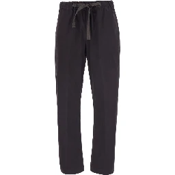 Buddy Brown Pants with Elastic Drawstring Waist in Stretch Cotton for Women