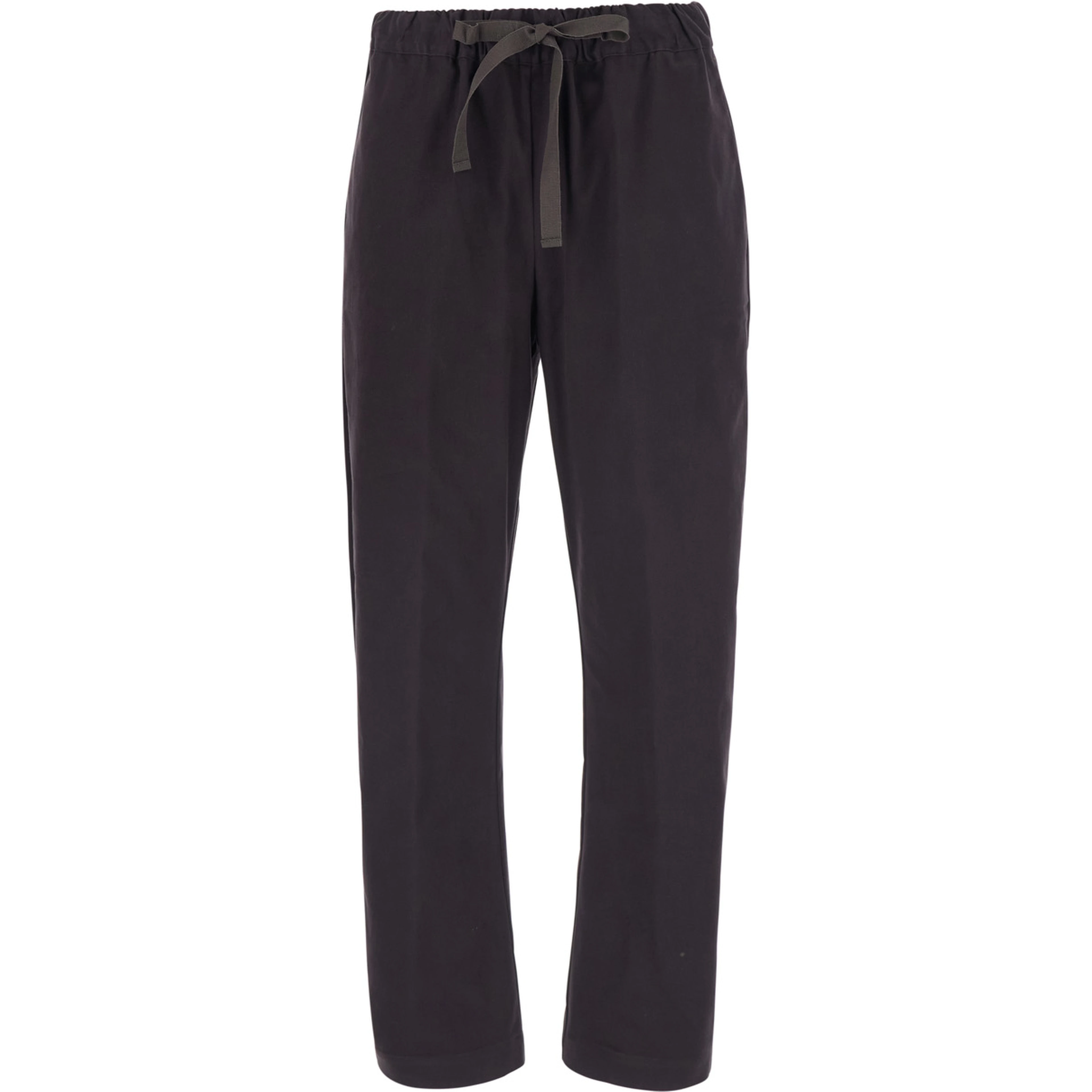 Buddy Brown Pants with Elastic Drawstring Waist in Stretch Cotton for Women
