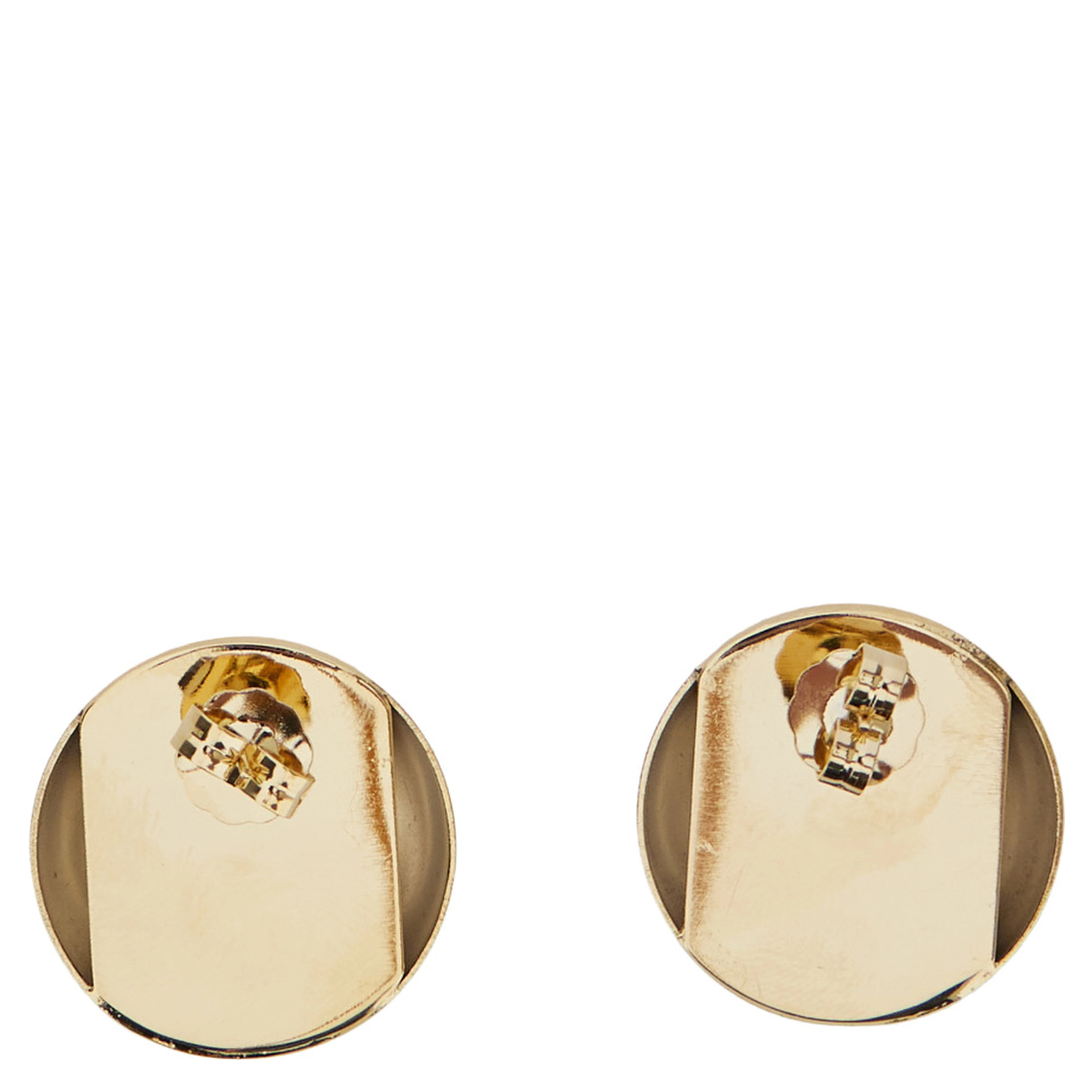 Kaley Gold-colored Earrings with round design and back closure in brass for women