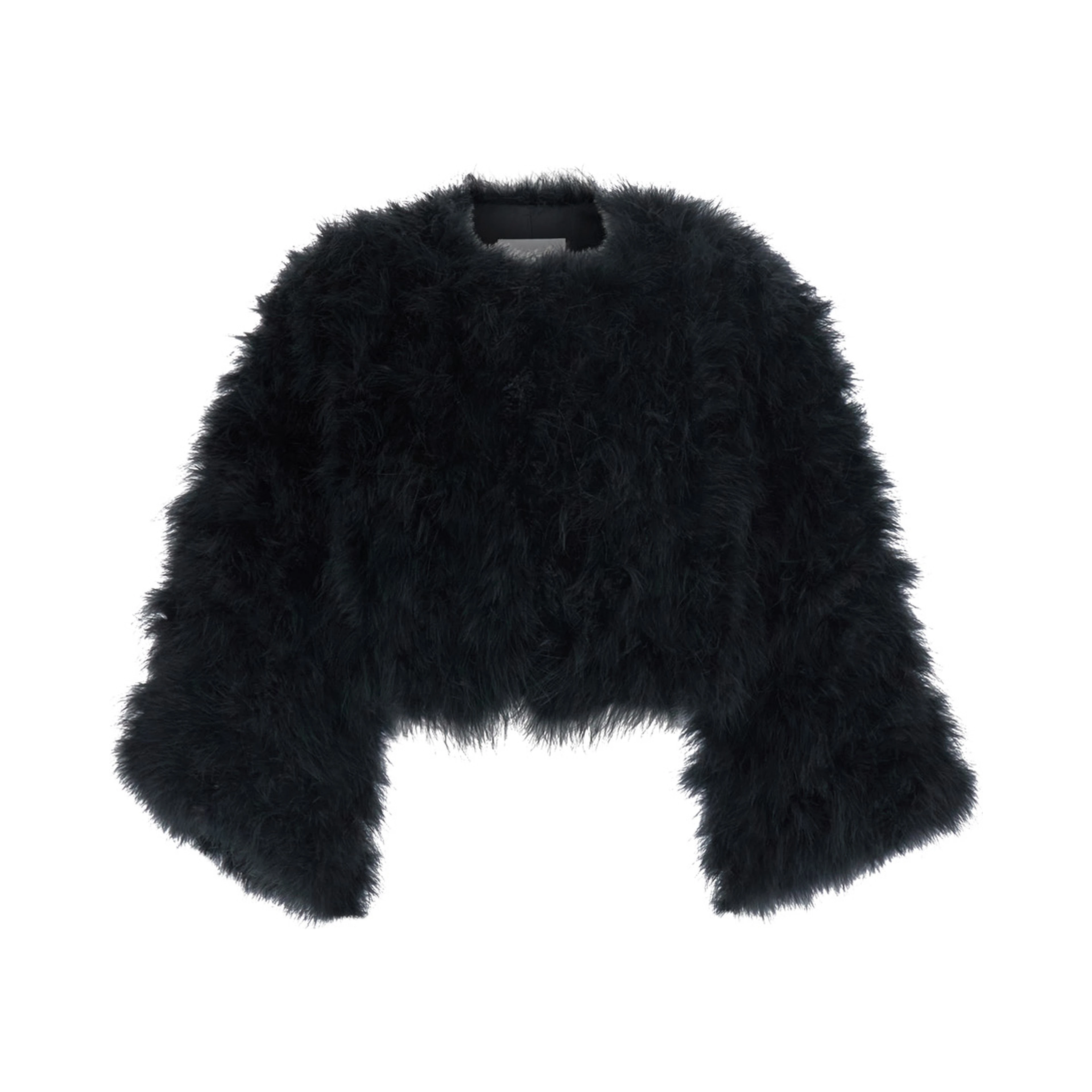 Short shearling jacket with round collar and three-quarter sleeves in fur for women