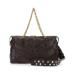 Panthea Medium brown Shoulder bag with VLogo plaque on the front in leather for women