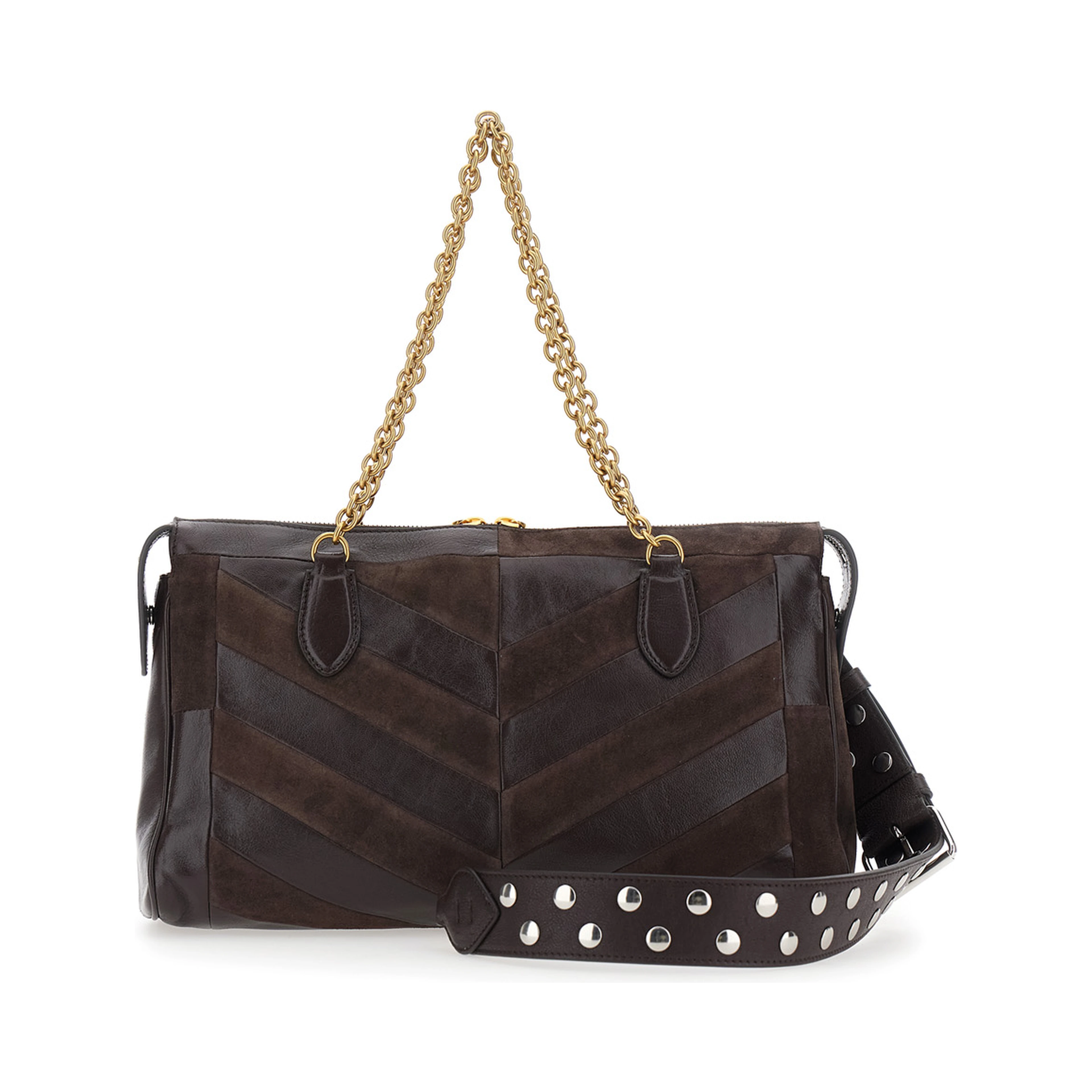 Panthea Medium brown Shoulder bag with VLogo plaque on the front in leather for women