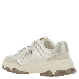 ATHENA white Sneaker with laminated details in leather for women