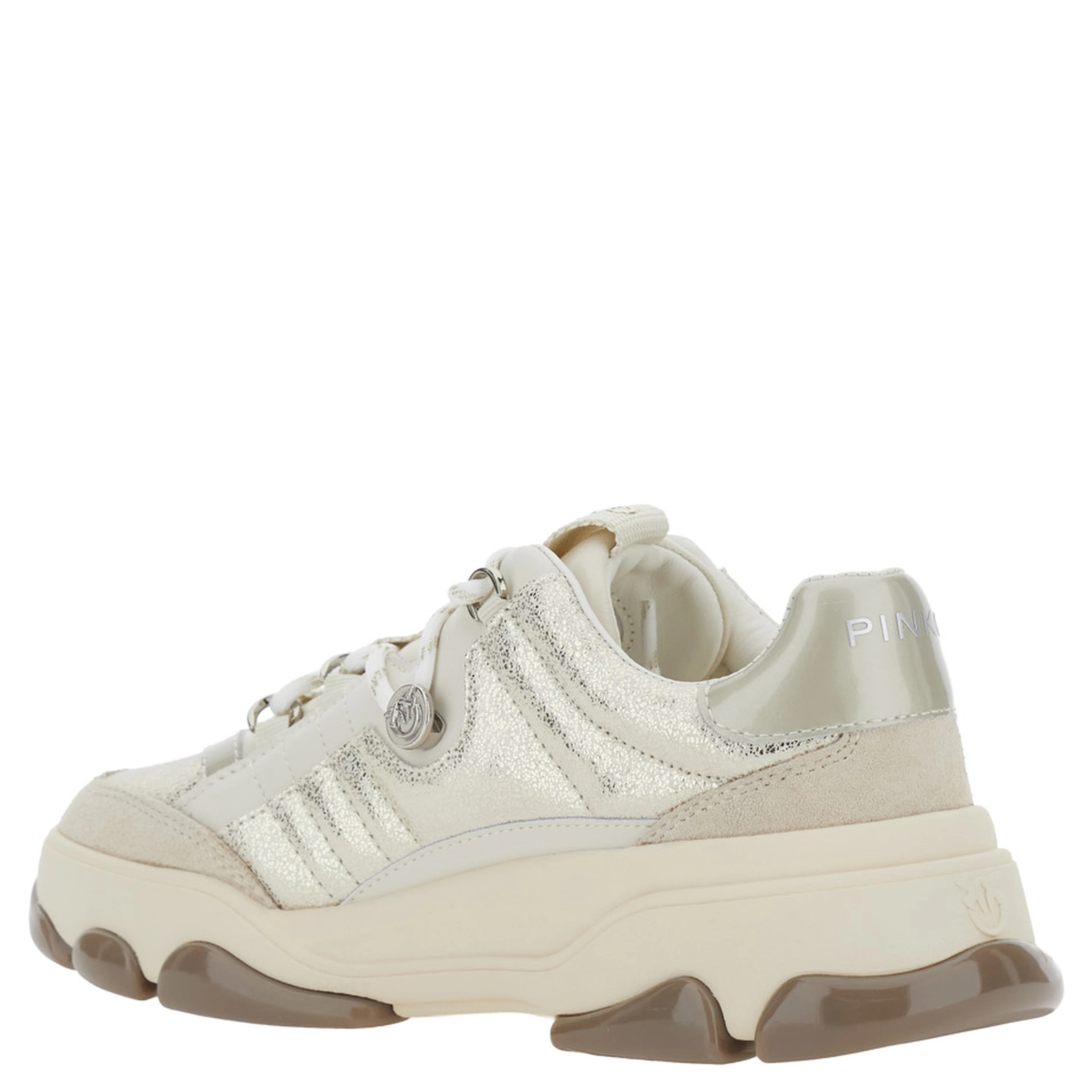 ATHENA white Sneaker with laminated details in leather for women