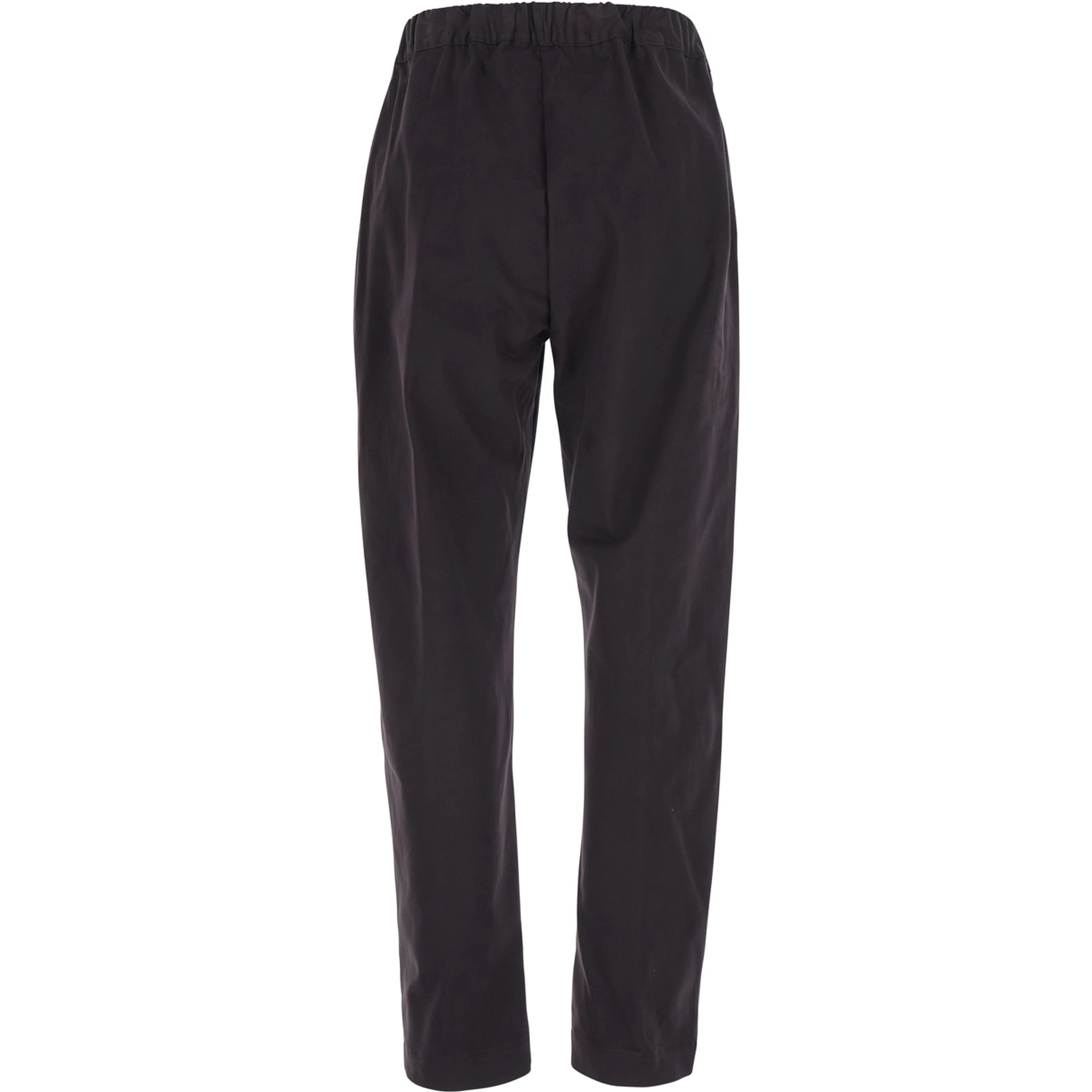 Buddy Brown Pants with Elastic Drawstring Waist in Stretch Cotton for Women