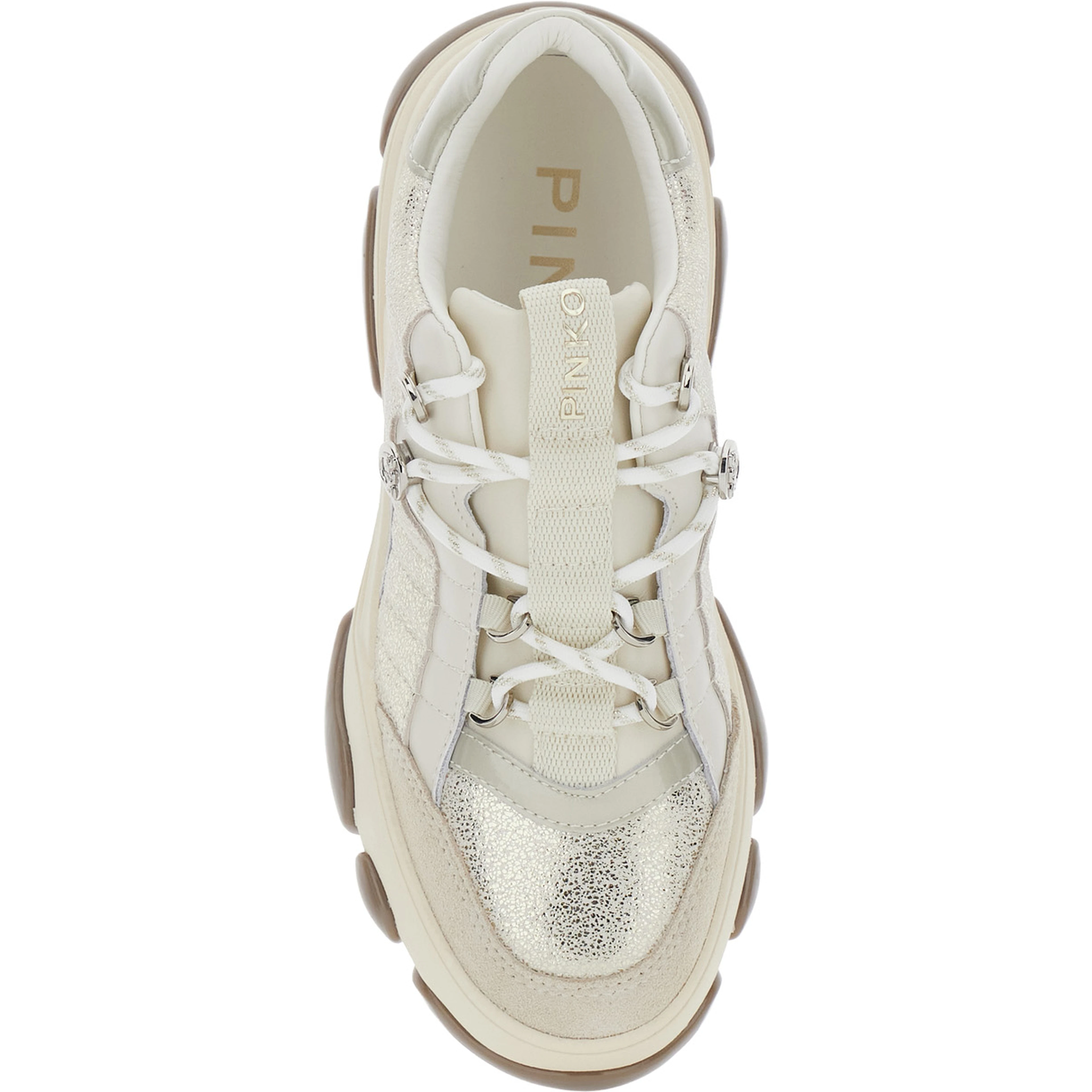 ATHENA white Sneaker with laminated details in leather for women