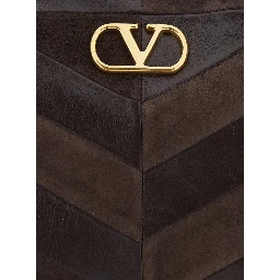 Panthea Medium brown Shoulder bag with VLogo plaque on the front in leather for women