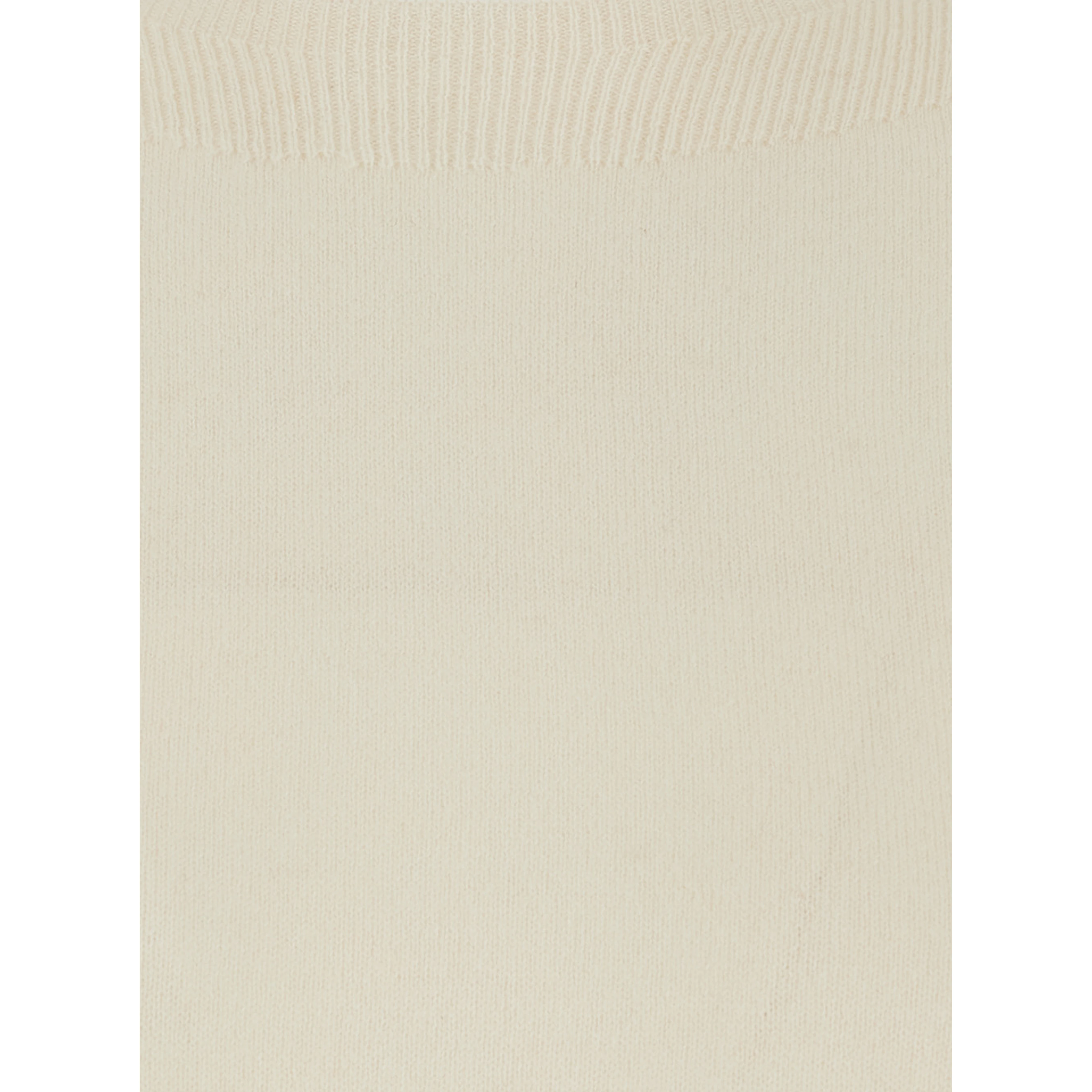 CANDY White Sweater with round neck and split cuffs in Wool and Cashmere for Women