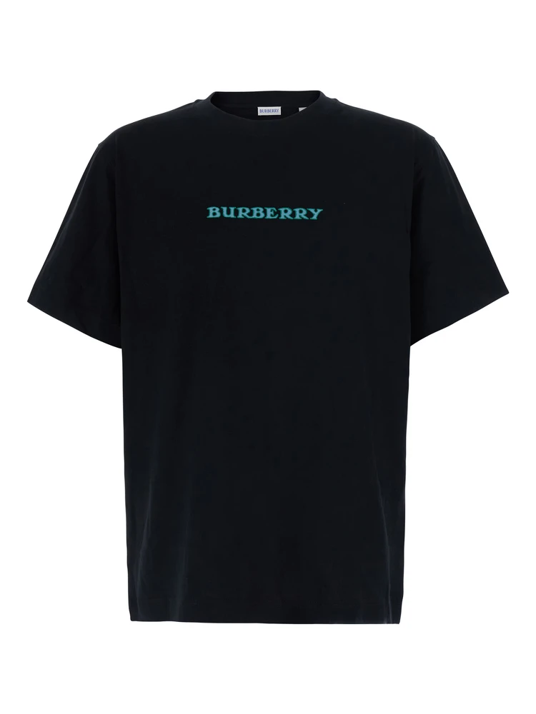 RYAN Black Tshirt with logo on the front and maxi logo on the back in Cotton for men
