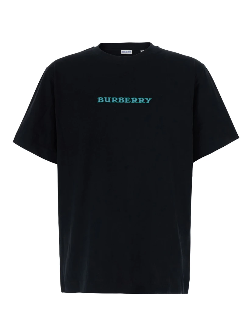 RYAN Black Tshirt with logo on the front and maxi logo on the back in Cotton for men