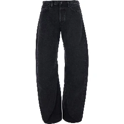 Spiral Black Jeans with logo patch on the back in denim for women