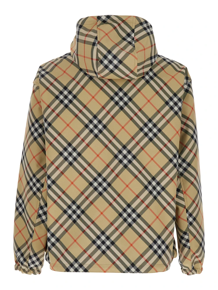 Reversible Jacket with EKD Logo Embroidery and Check Motif Beige Men alternative