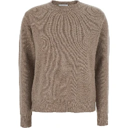 LUME Sweater with V-neck and long sleeves in cashmere beige women