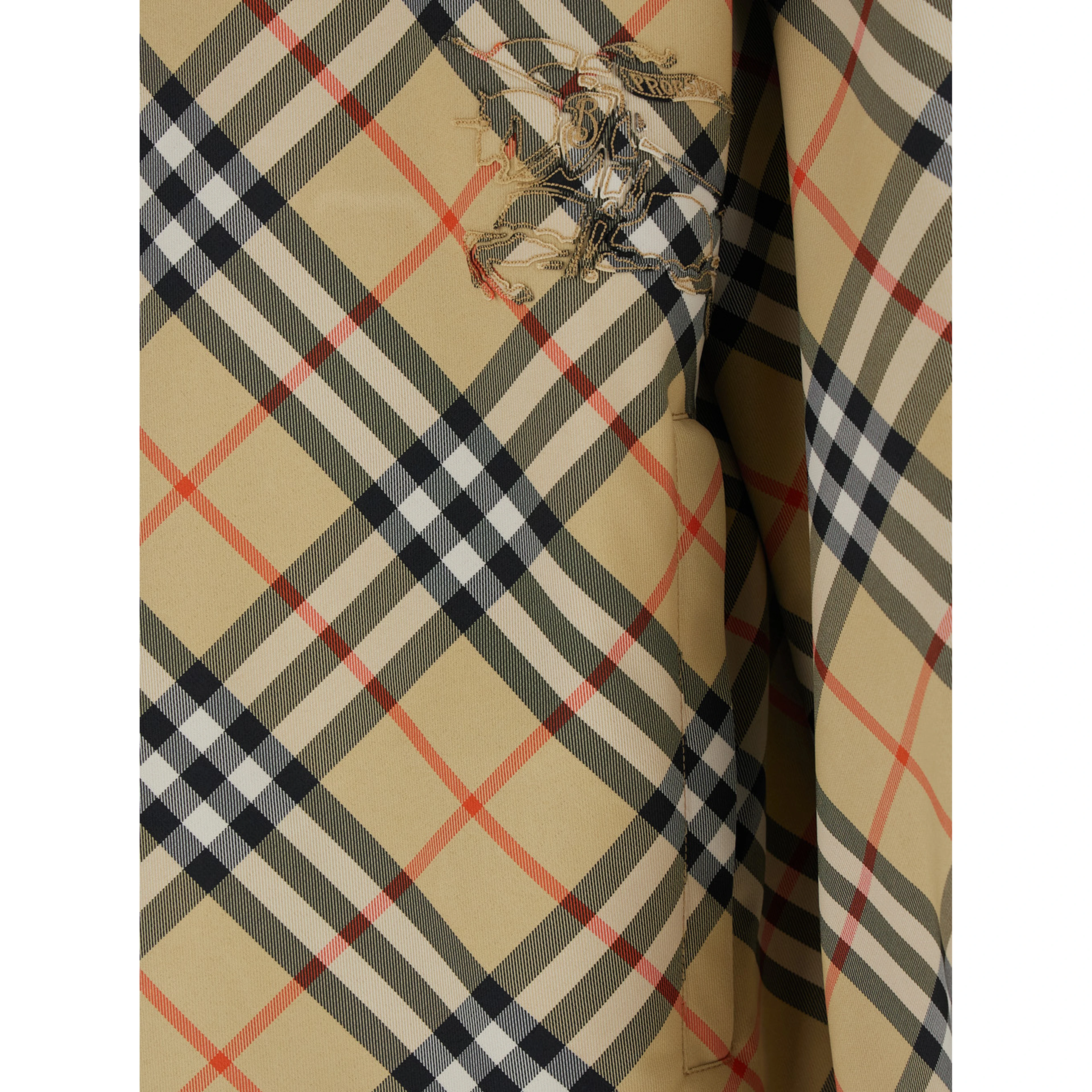 Reversible Jacket with EKD Logo Embroidery and Check Motif Beige Men