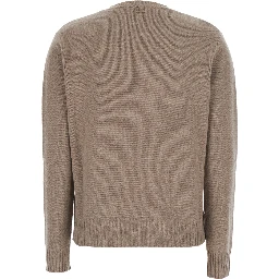 LUME Sweater with V-neck and long sleeves in cashmere beige women