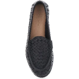 Silenzio Black Loafers with Rounded Toe and Intreccio in Leather for Women
