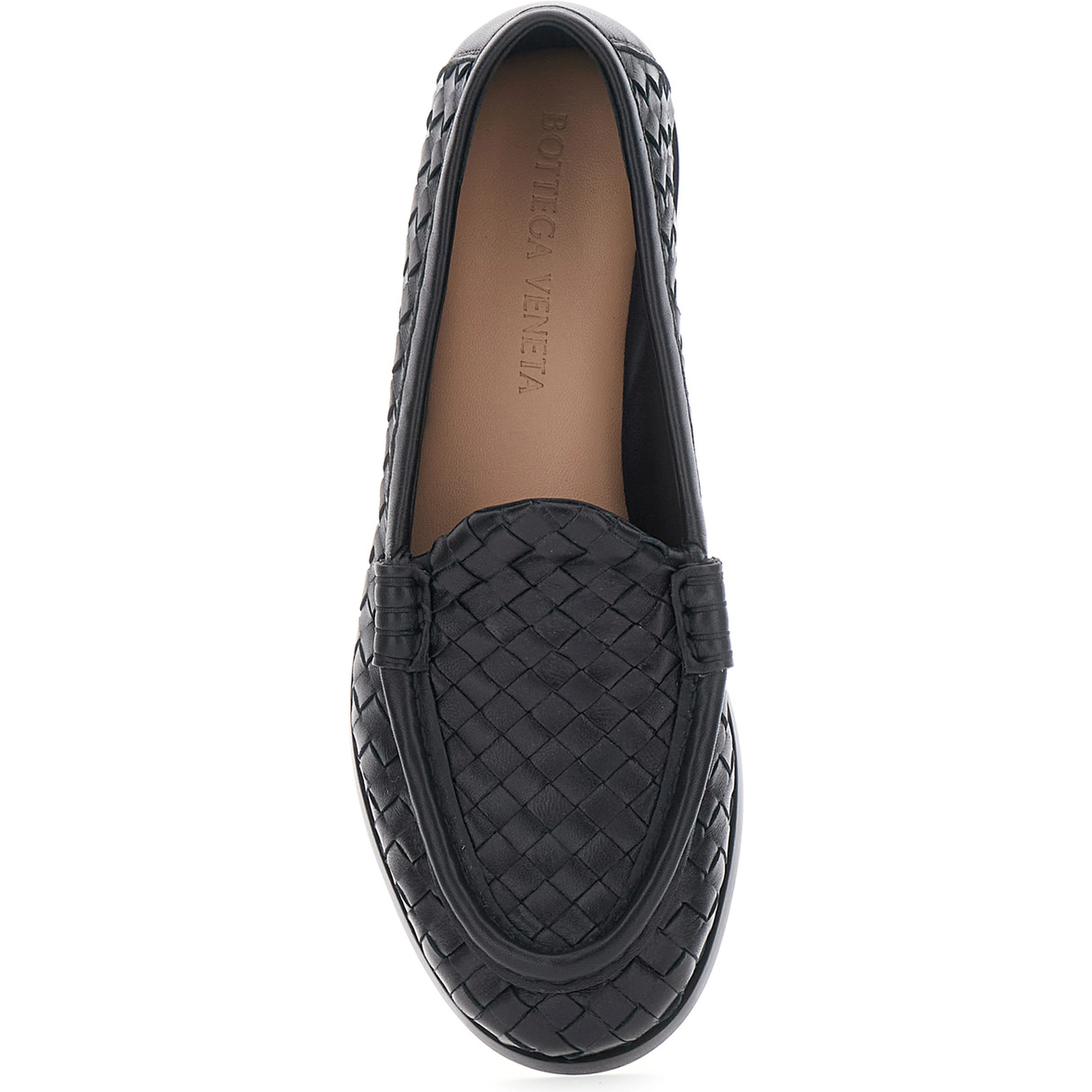 Silenzio Black Loafers with Rounded Toe and Intreccio in Leather for Women
