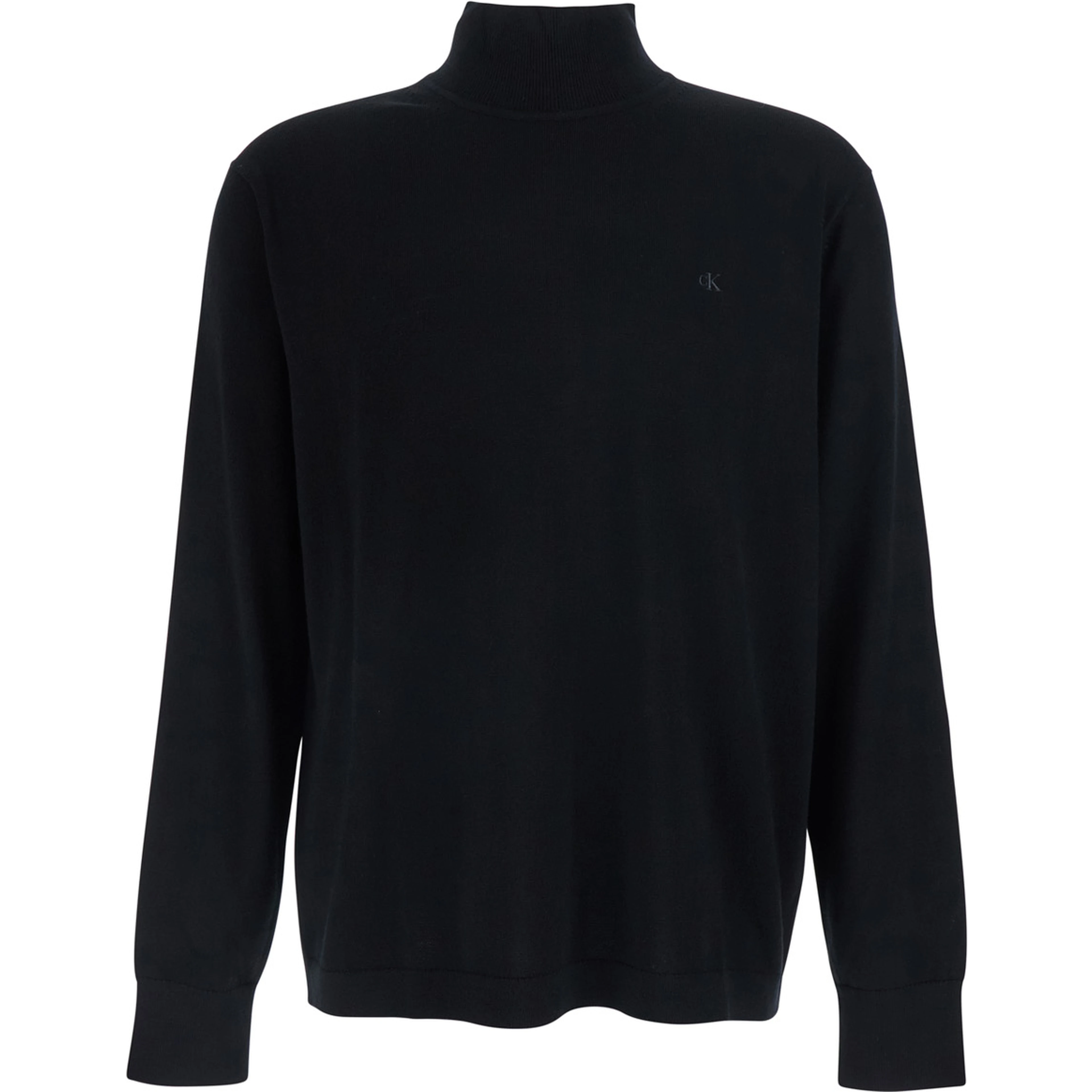 MERINO TURTLENECK with high collar and long sleeves in wool Black Men