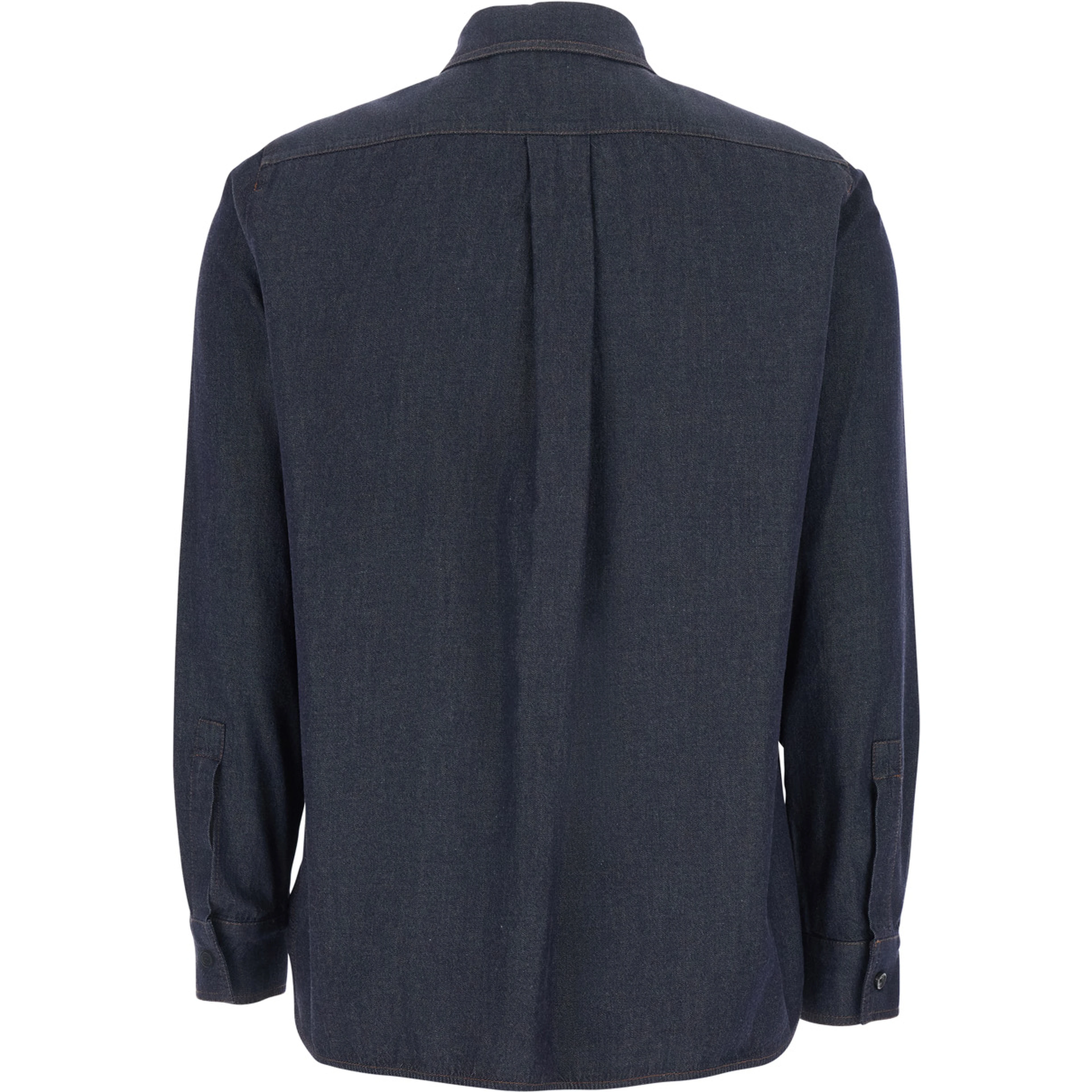 MOLO is a shirt with a classic collar and long sleeves in blue tech fabric for women
