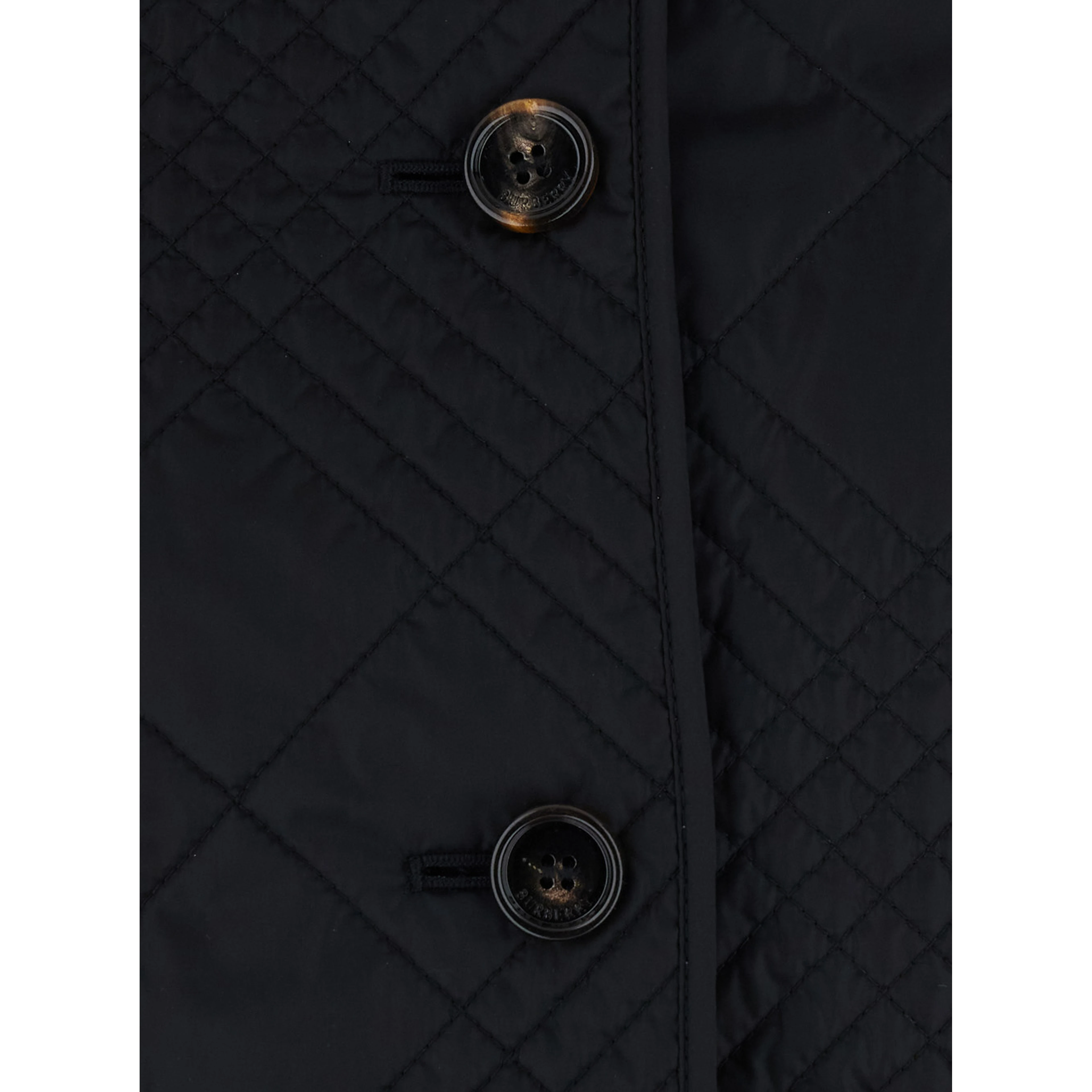 Fernleigh Black Jacket with removable leather collar and all-over Check stitching in quilted tech fabric for women