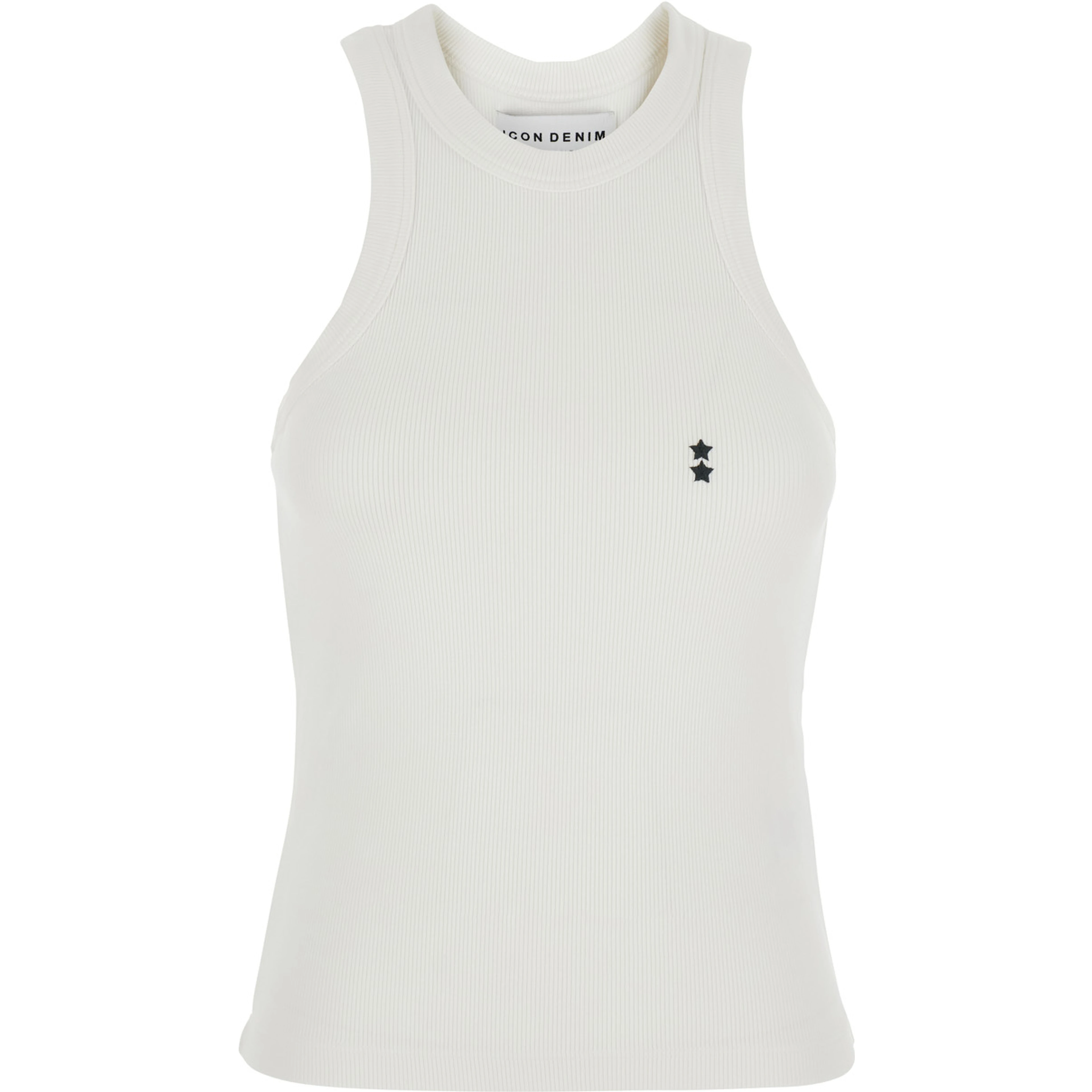 White Sleeveless Top with Round Neck and Logo Patch on the Front in Cotton for Women