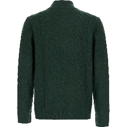 Green High Neck Sweater with Half Zip on the Front and Pony on the Front in Wool and Cashmere for Men