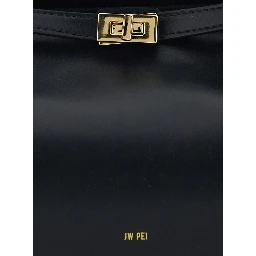 CarmenBlack Handbag with Turn Lock Closure and Logo lettering on the Front in Ecoleather for Women