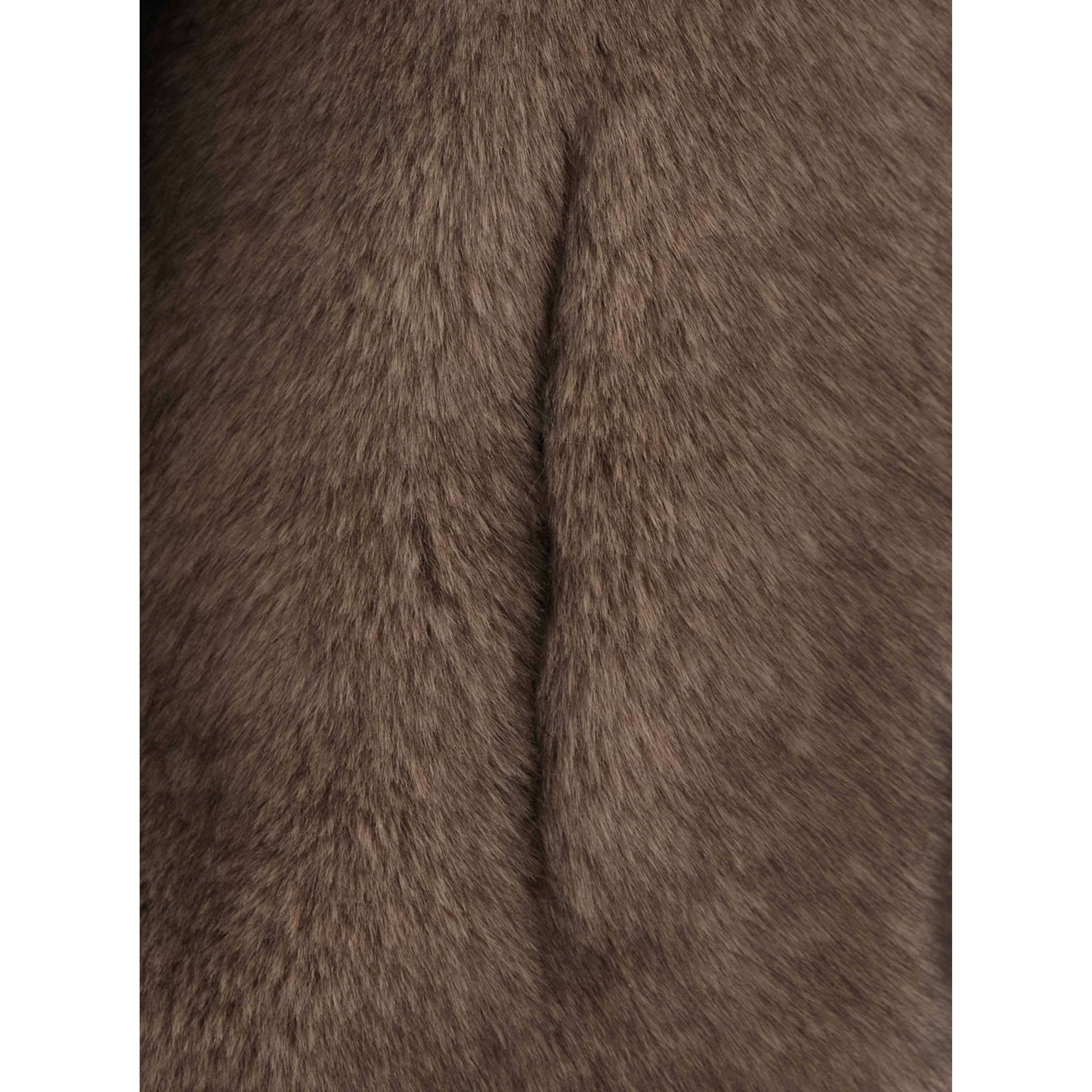 Brown Short Shearling Jacket with high collar and wide short sleeves in ecofur for women