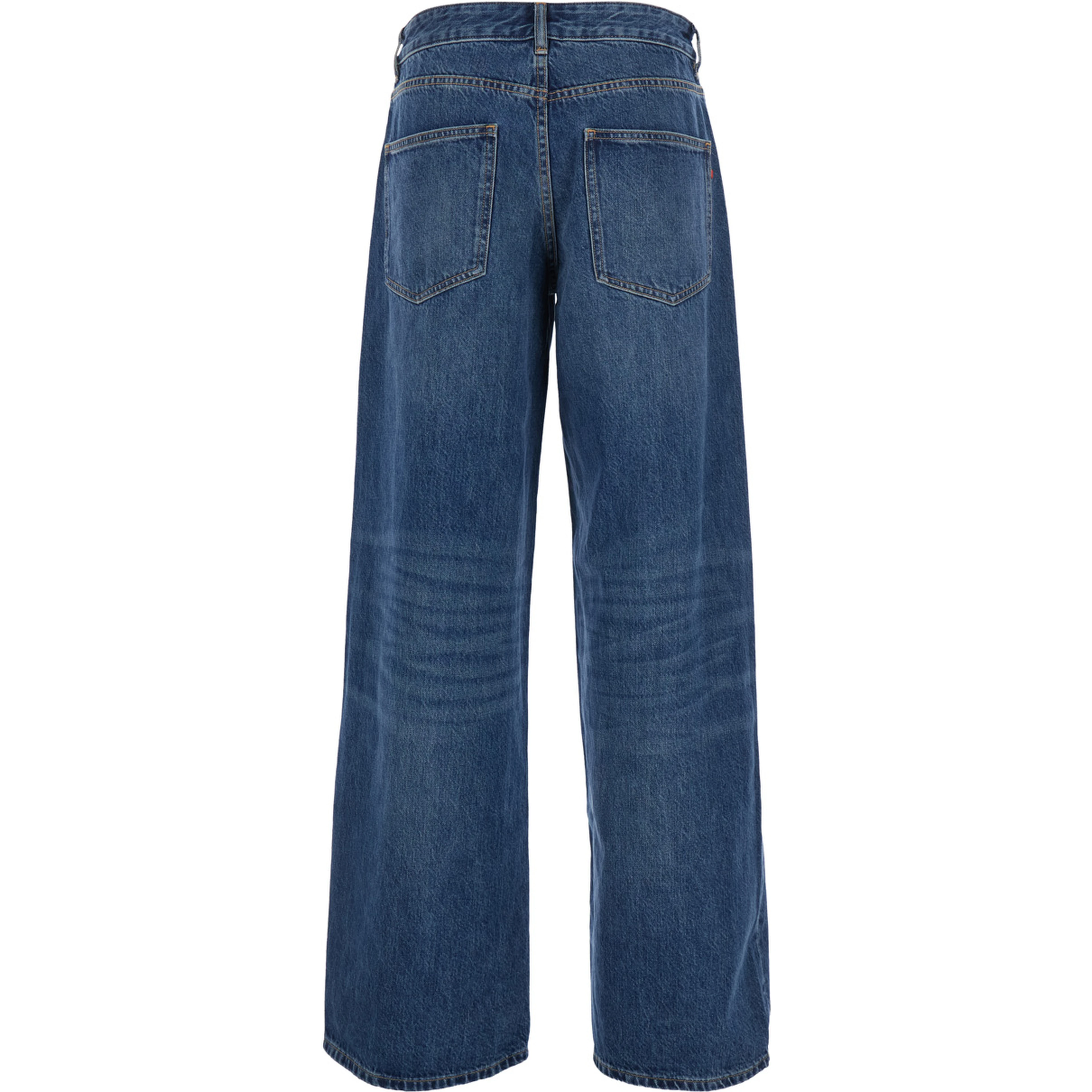 Blue Jeans with Faded Design and Wide Leg in Denim for Women