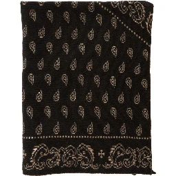 The Wild Rag Black Scarf with All-Over Motif in Cashmere for Women