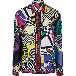 multicolor shirt with all-over Foulard print in silk twill Women