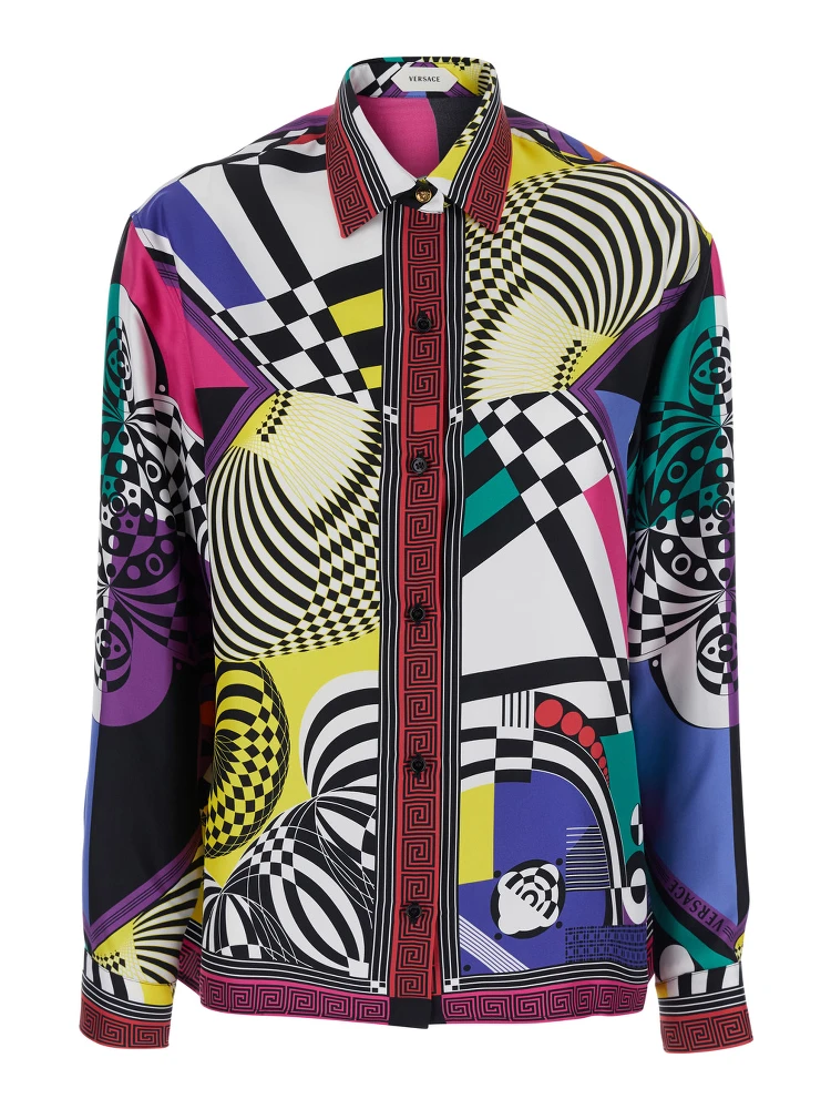 multicolor shirt with all-over Foulard print in silk twill Women
