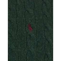 Green High Neck Sweater with Half Zip on the Front and Pony on the Front in Wool and Cashmere for Men