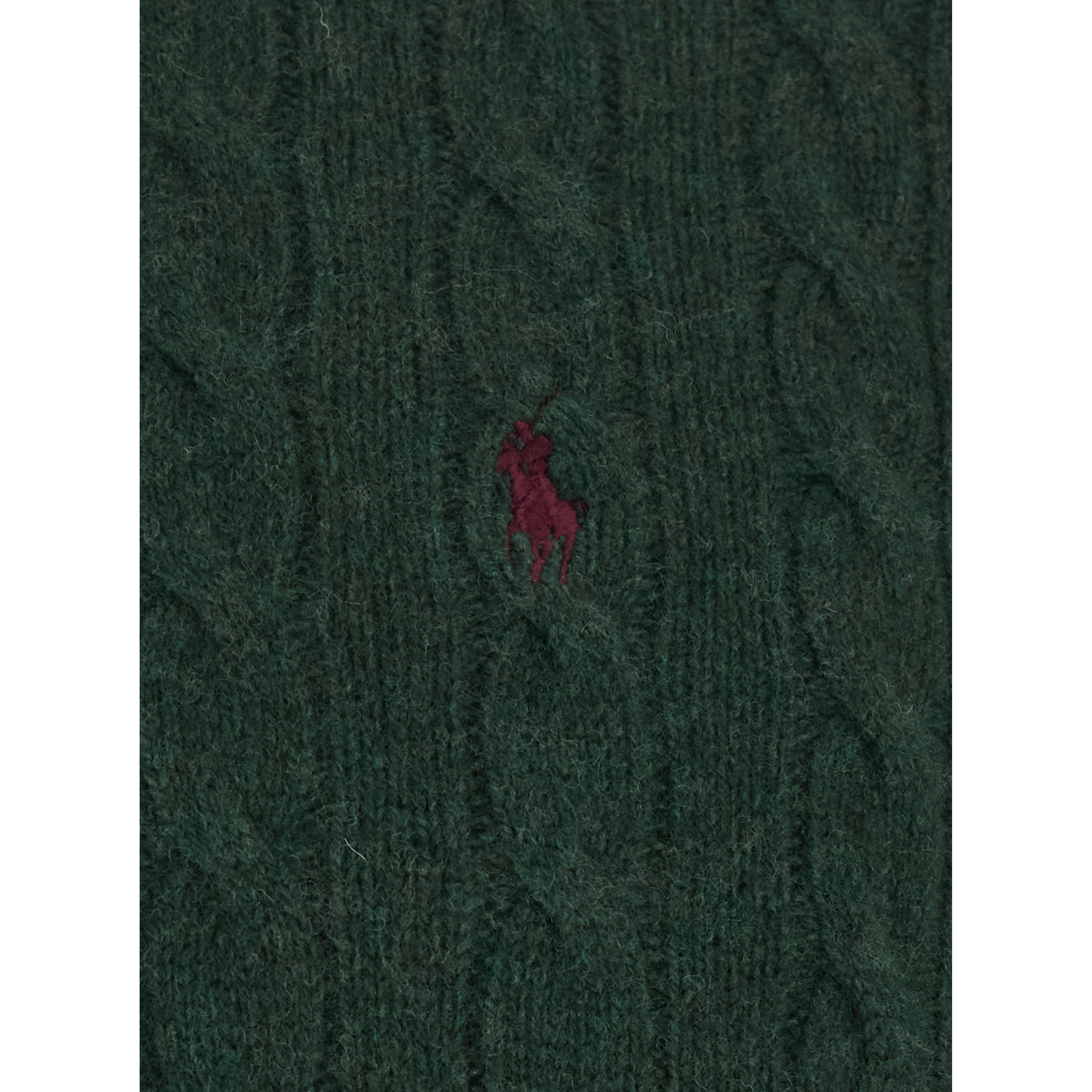 Green High Neck Sweater with Half Zip on the Front and Pony on the Front in Wool and Cashmere for Men