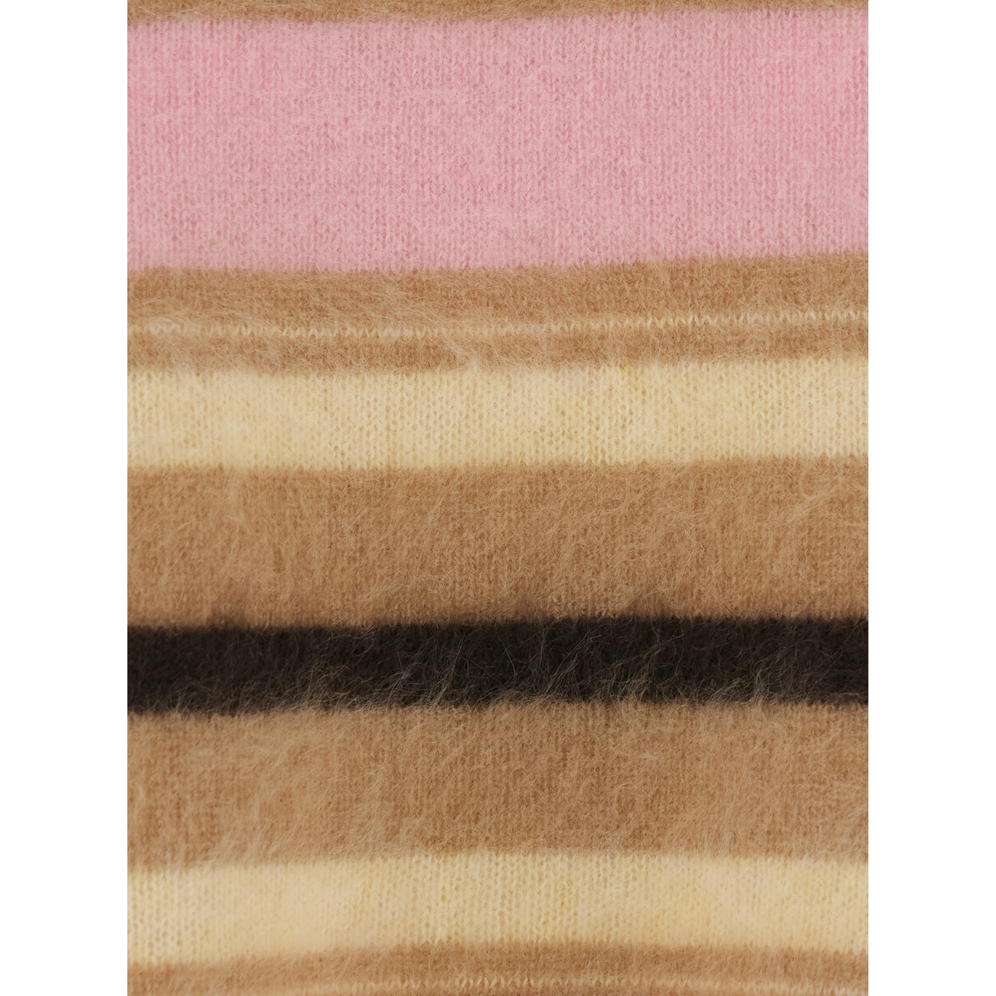 Multicolor Polo Shirt with Long Sleeves, Classic Collar and All-Over Striped Motif in Cashmere for Women