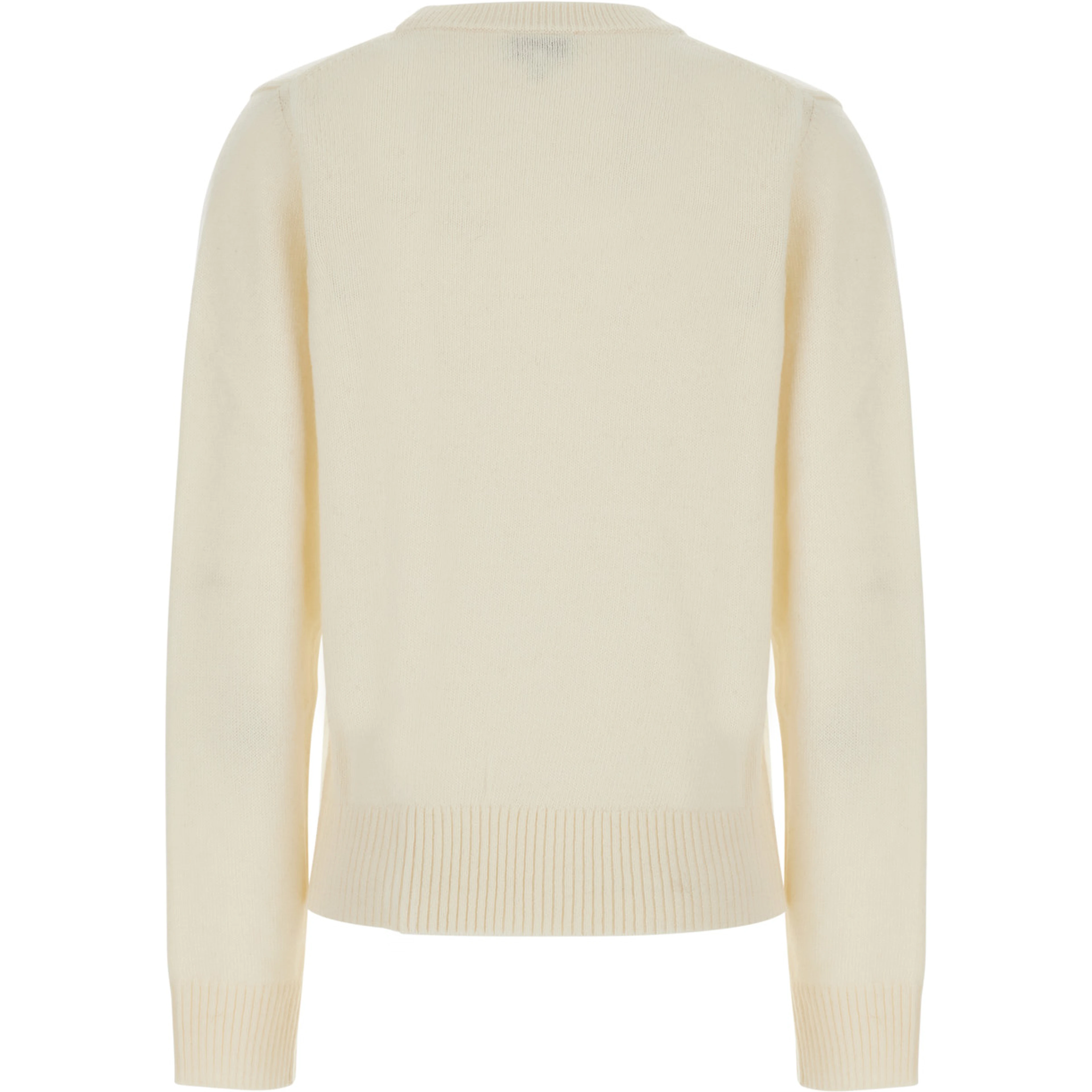 White Crewneck Sweater with Maxi Graphic on the Front in Blend Wool Women