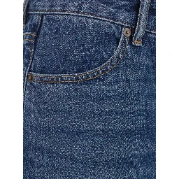 Blue Jeans with Faded Design and Wide Leg in Denim for Women