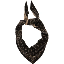 The Wild Rag Black Scarf with All-Over Motif in Cashmere for Women