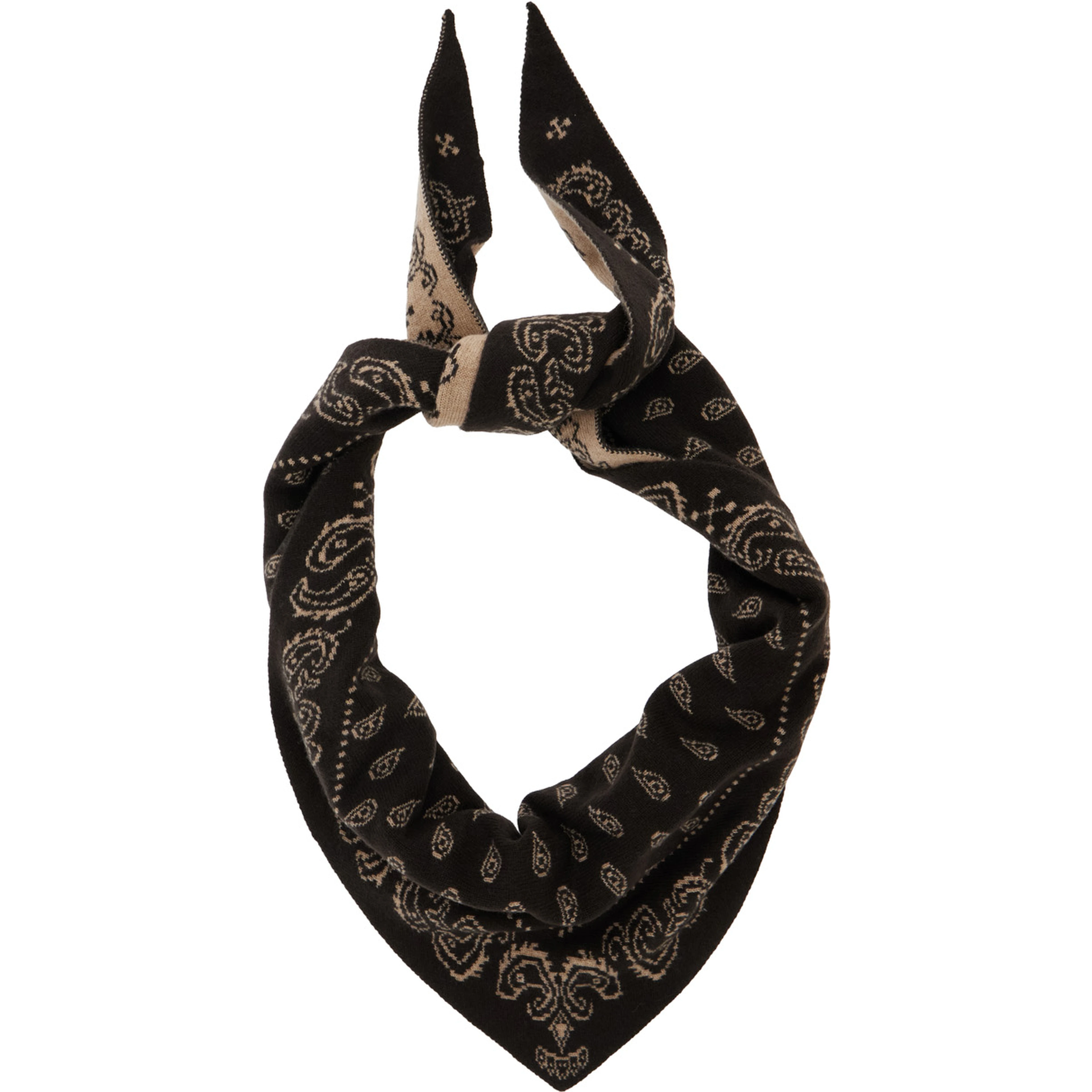 The Wild Rag Black Scarf with All-Over Motif in Cashmere for Women