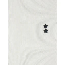 White Sleeveless Top with Round Neck and Logo Patch on the Front in Cotton for Women