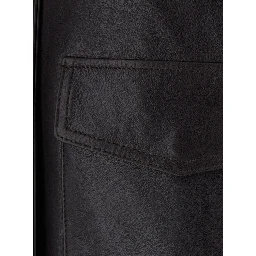 Astra Brown Jacket with classic collar and elasticated waist in leather for women